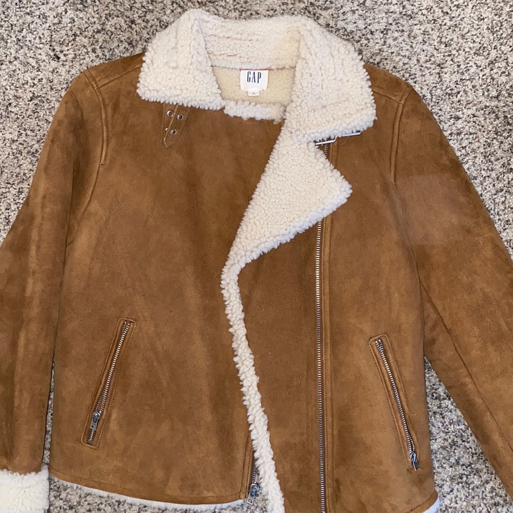 GAP M real lamb moto jacket